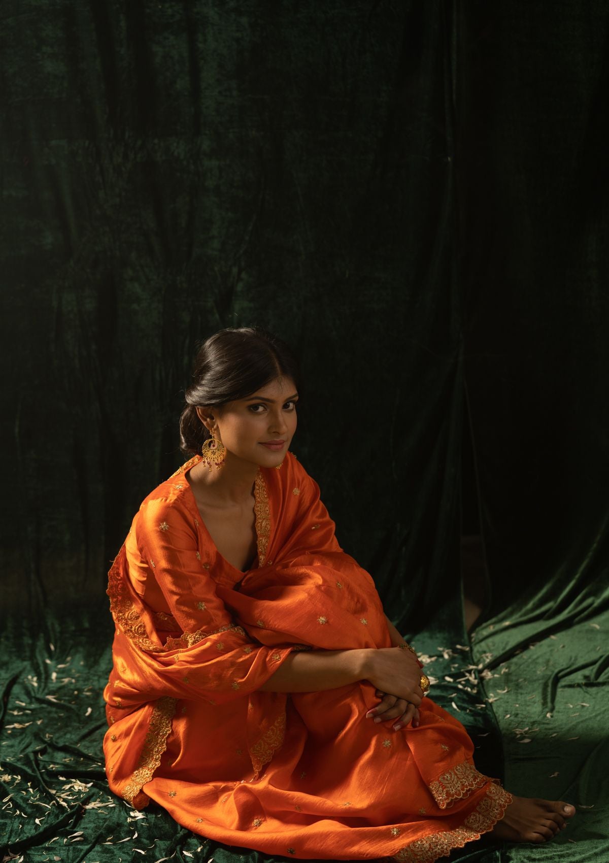 Pali Orange Mulberry Silk Saree