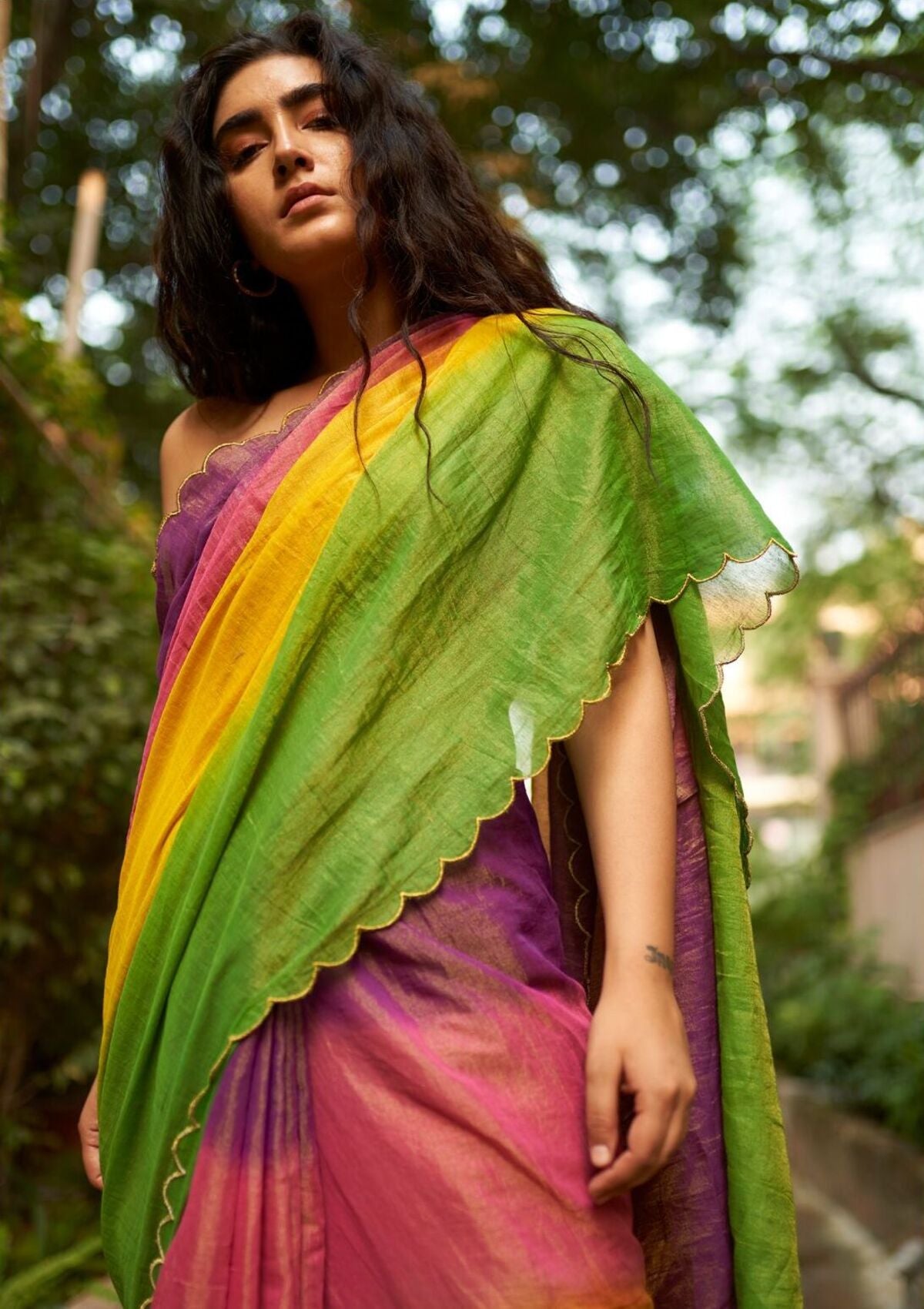 Rainbow Chanderi Tissue Saree