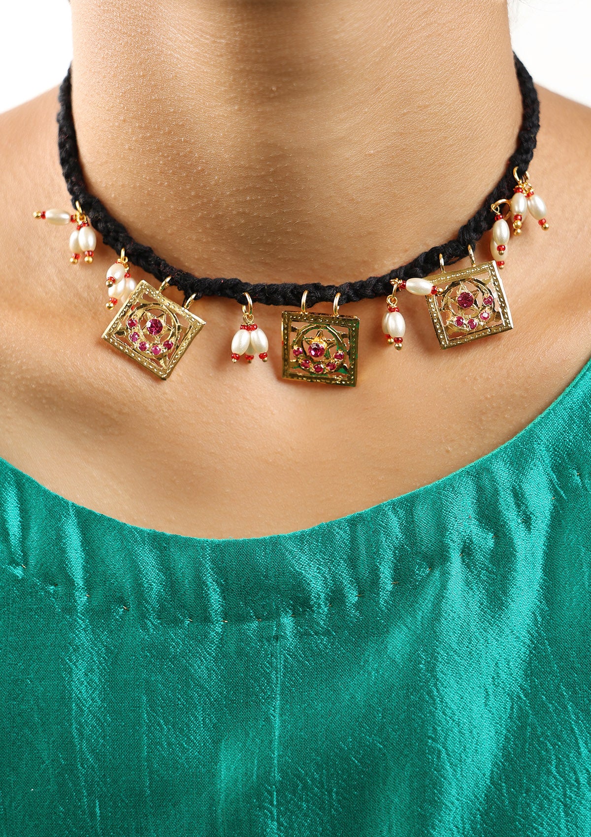 Bandhu Gold Tone Silver Necklace