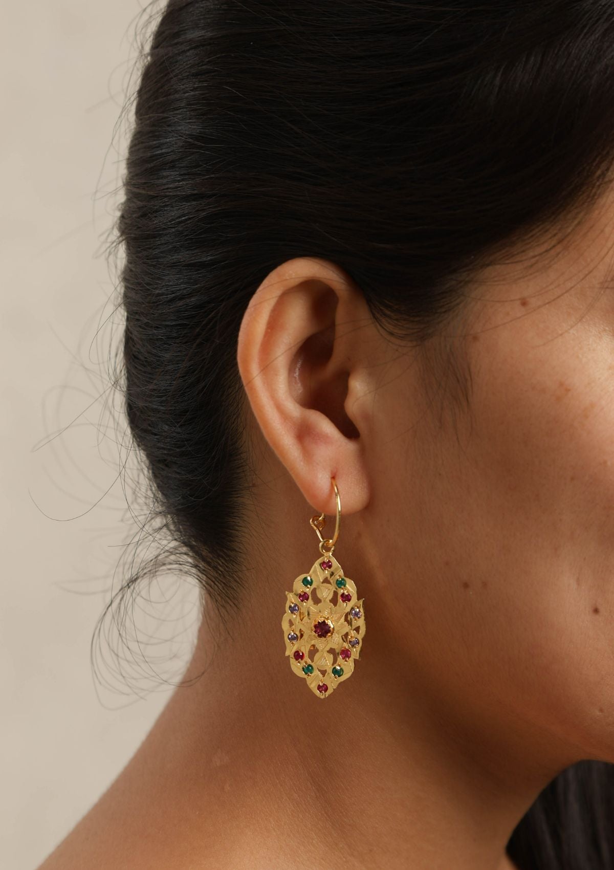 Hridey Gold Tone Silver Earrings/ Hairpin