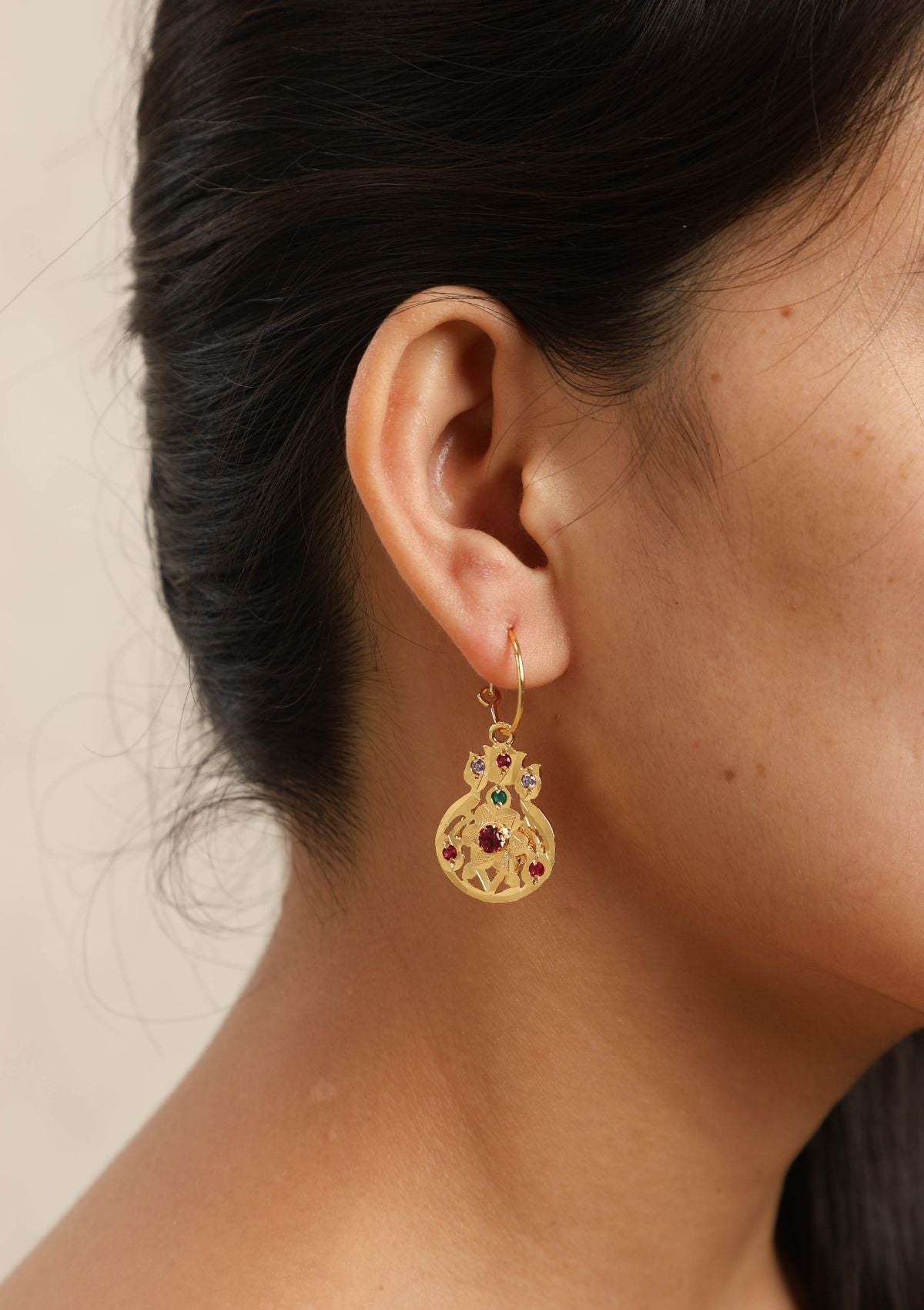 Chaitya Gold Tone Silver Earrings/ Hairpins