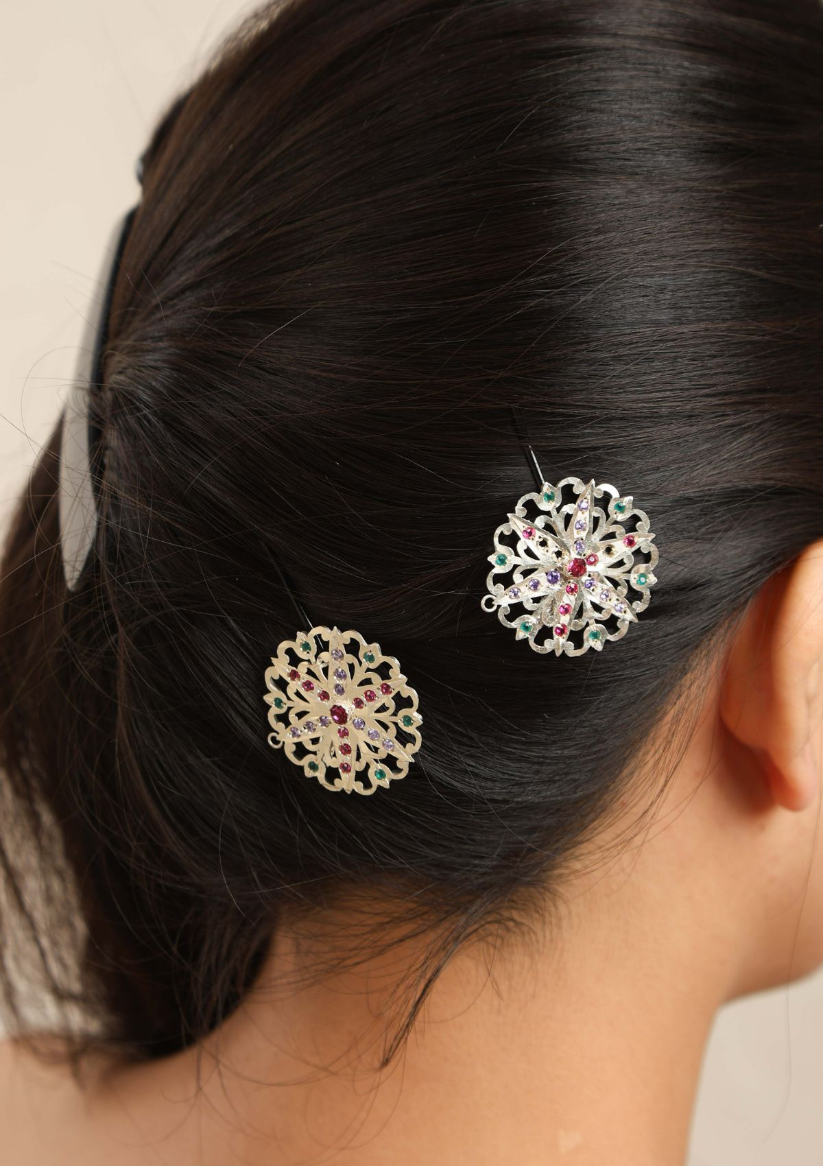 Devaj Silver Earrings/ Hair pins