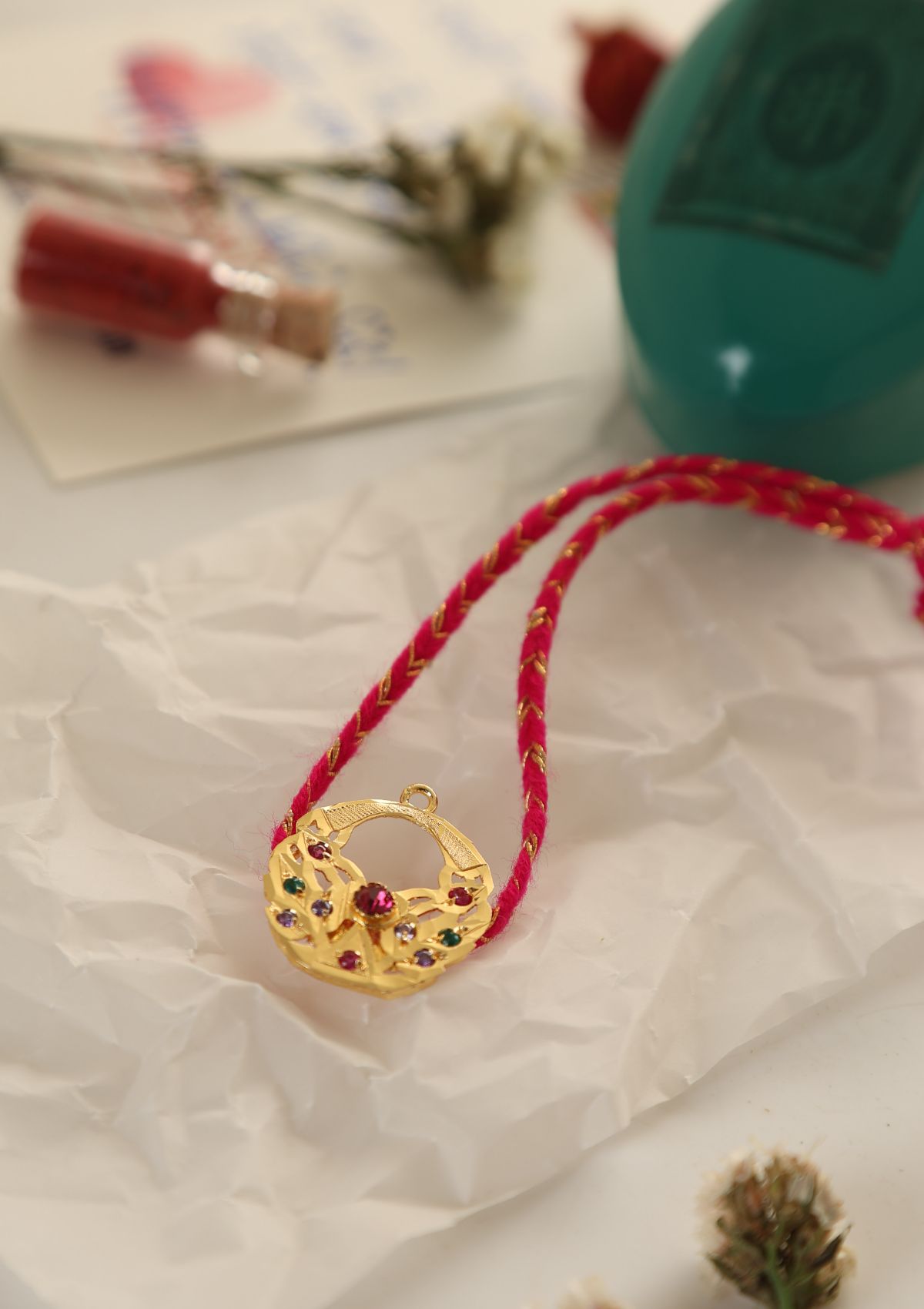 Sarovar Gold Tone Silver Rakhi