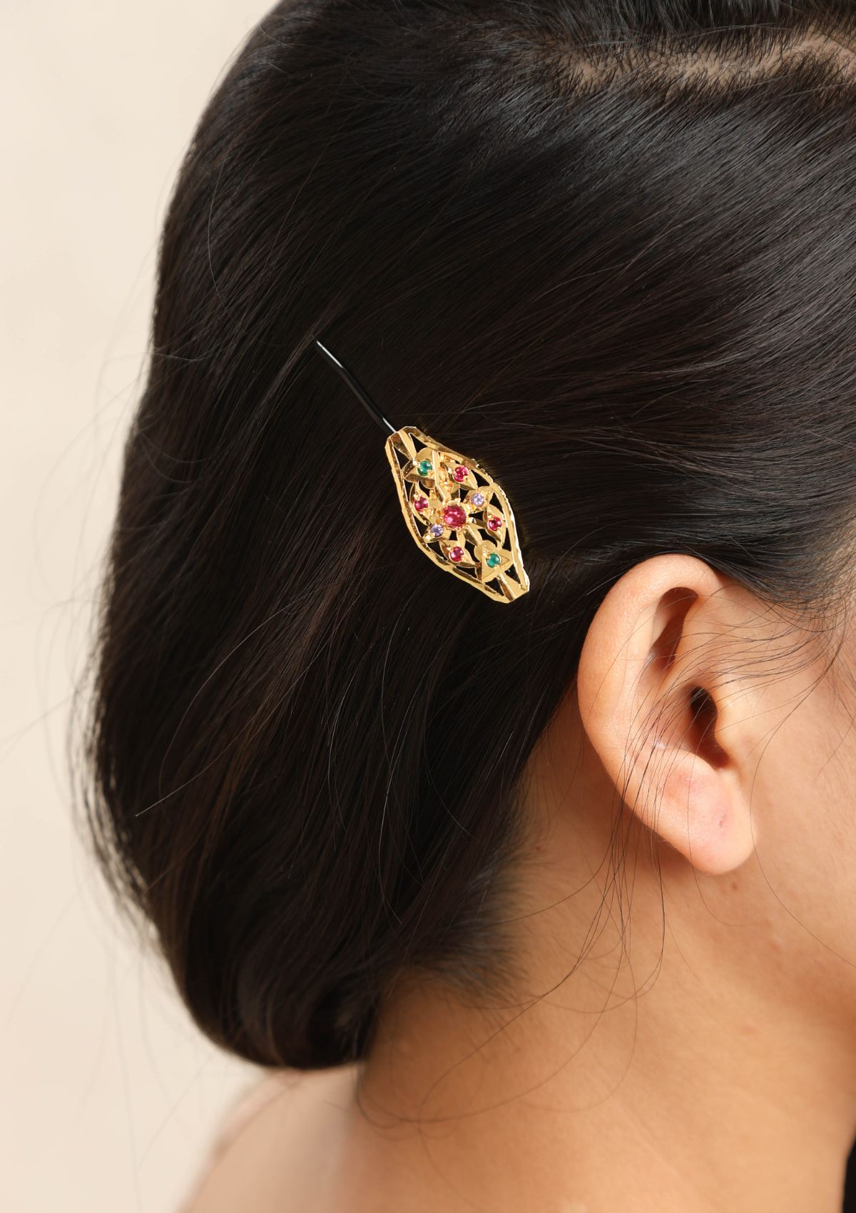 Naksh Gold Tone Silver Hair Pin