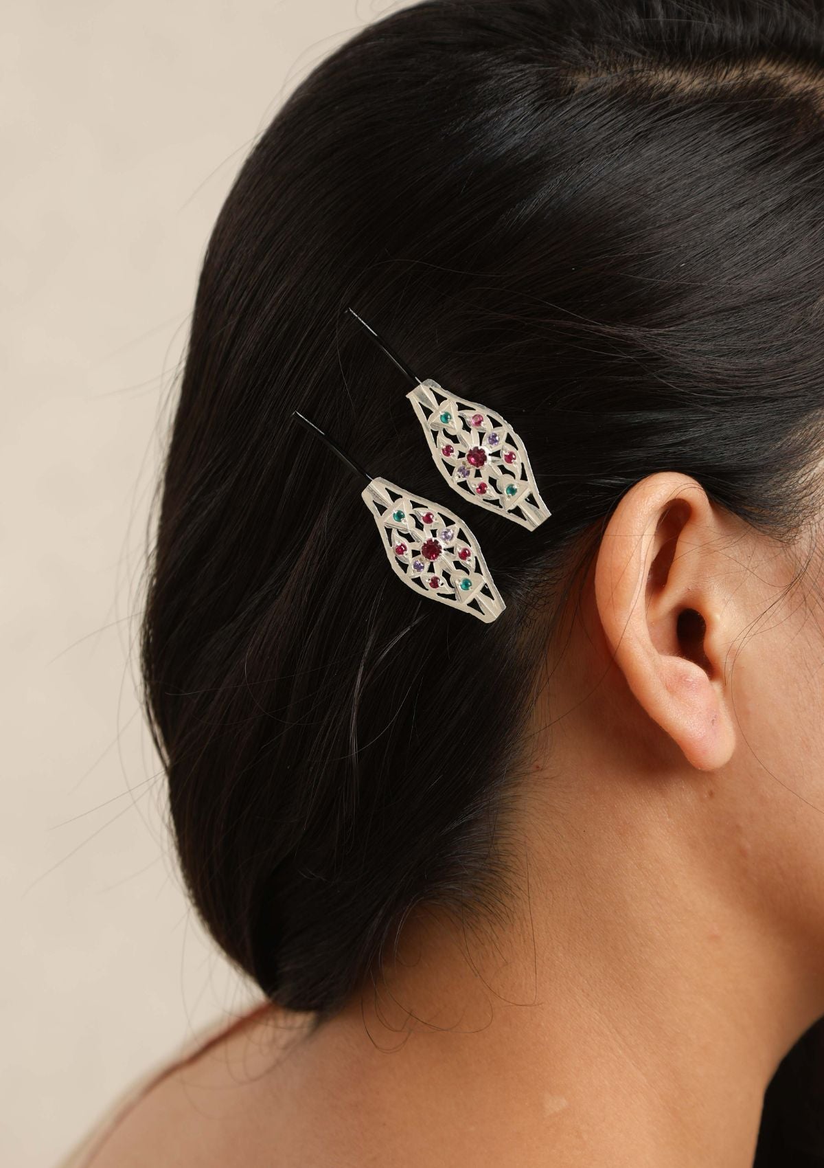 Naksh Silver Hair Pins - Set of 2