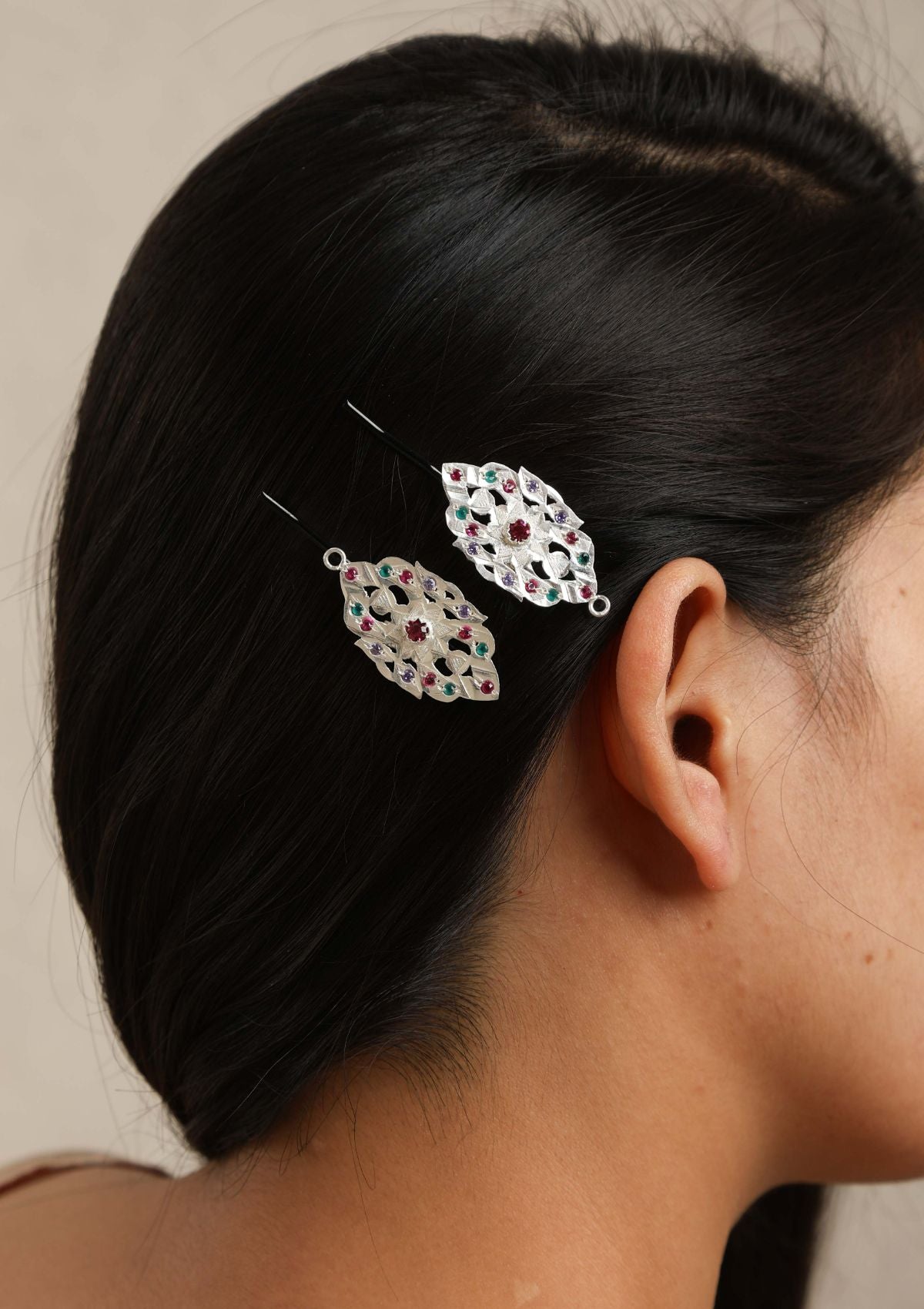 Hridey Silver Earrings/ Hairpins