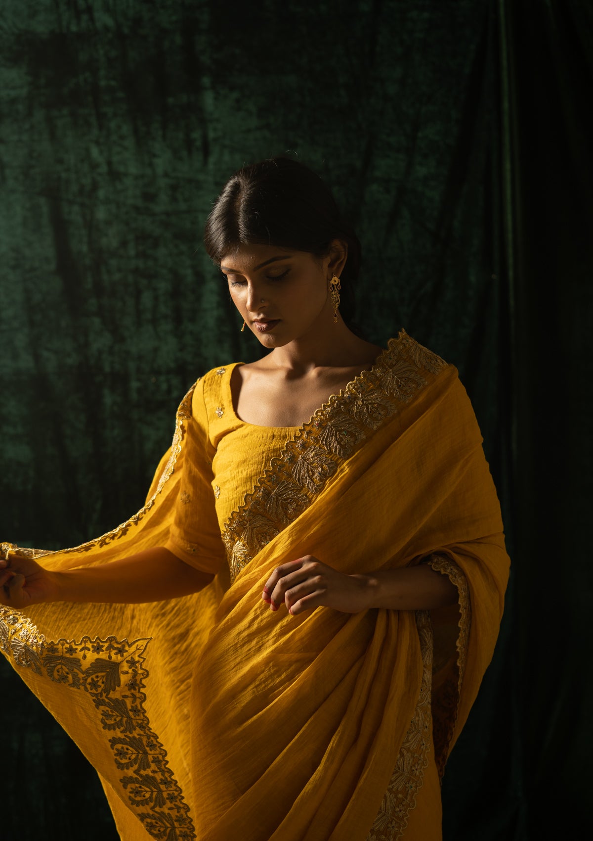 Rambha Yellow Tissue Chanderi Saree