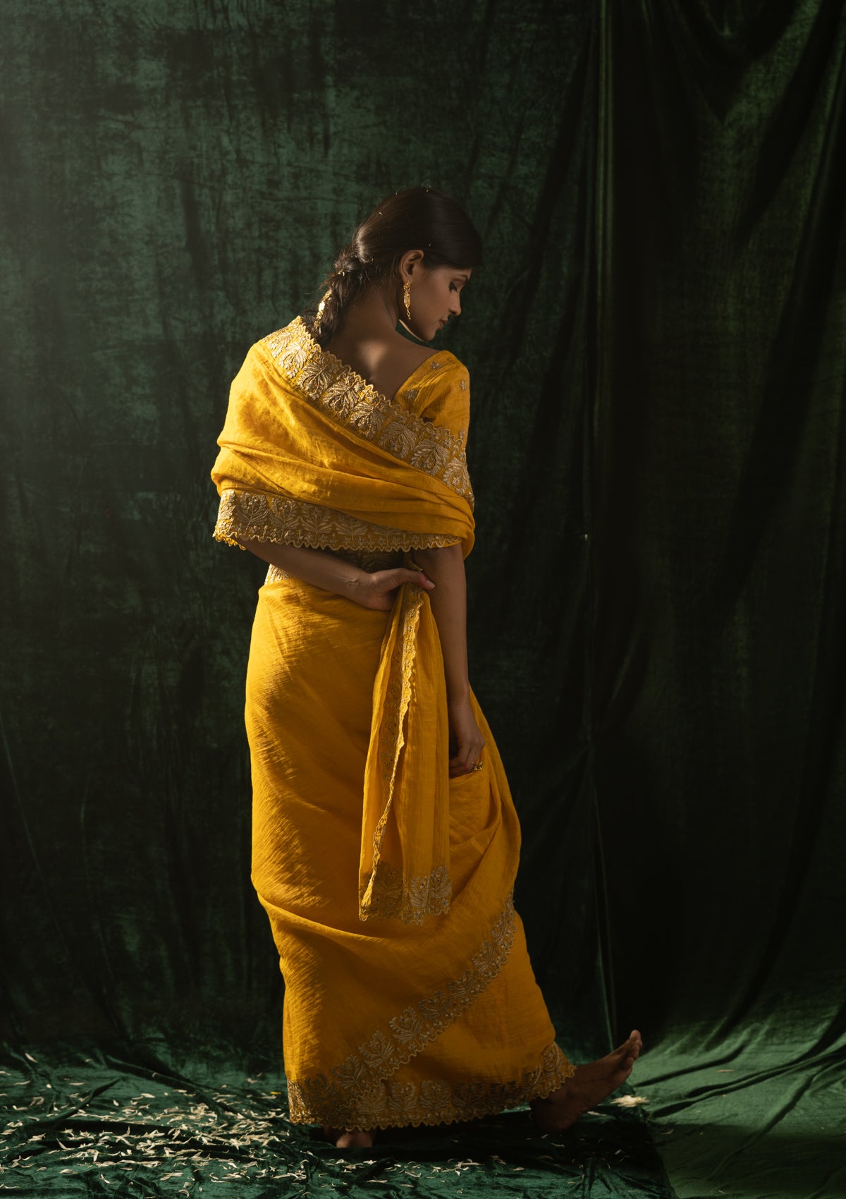 Rambha Yellow Tissue Chanderi Saree
