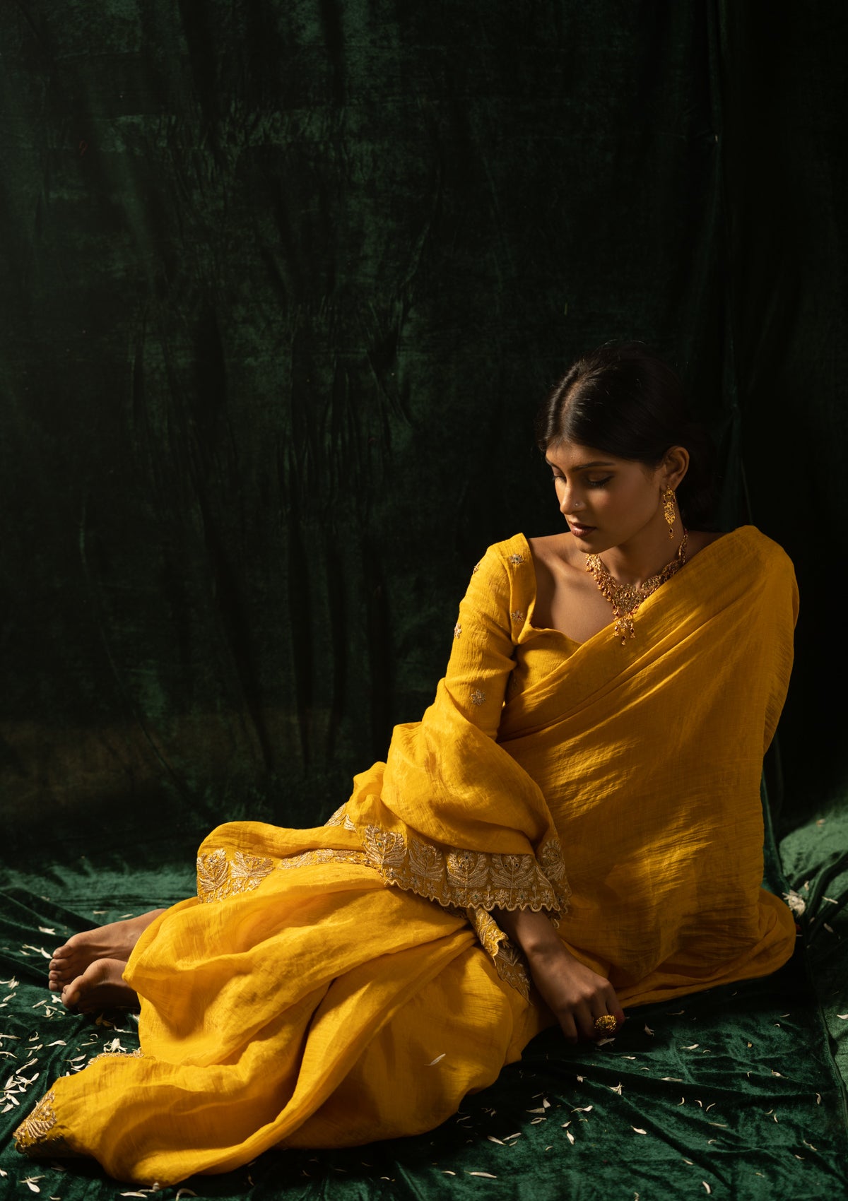 Rambha Yellow Tissue Chanderi Saree