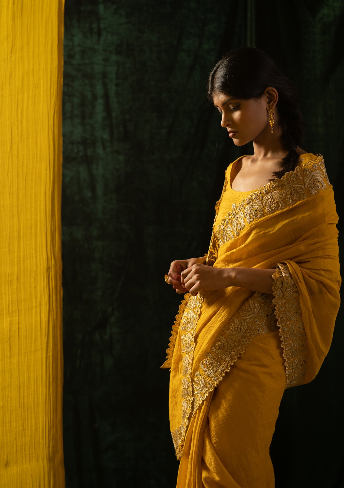 Rambha Yellow Tissue Chanderi Saree