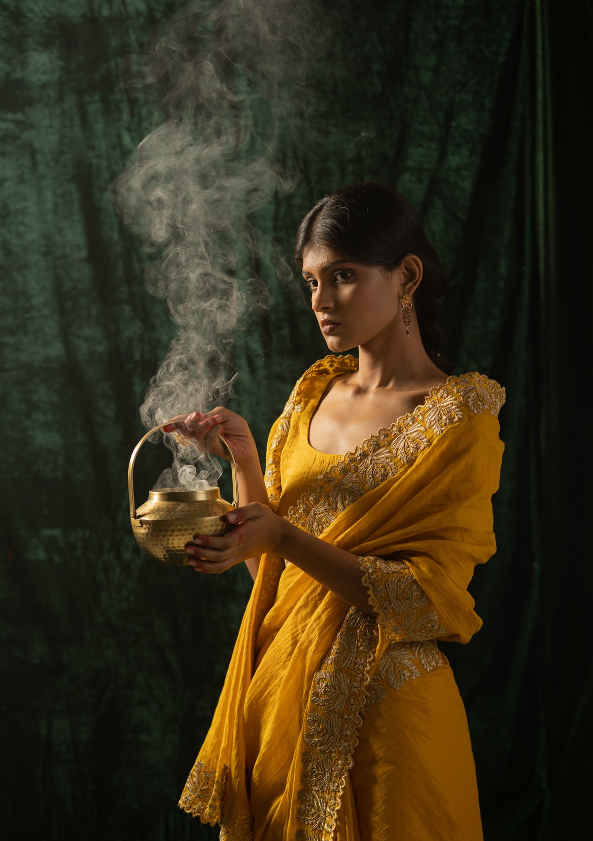 Rambha Yellow Tissue Chanderi Saree