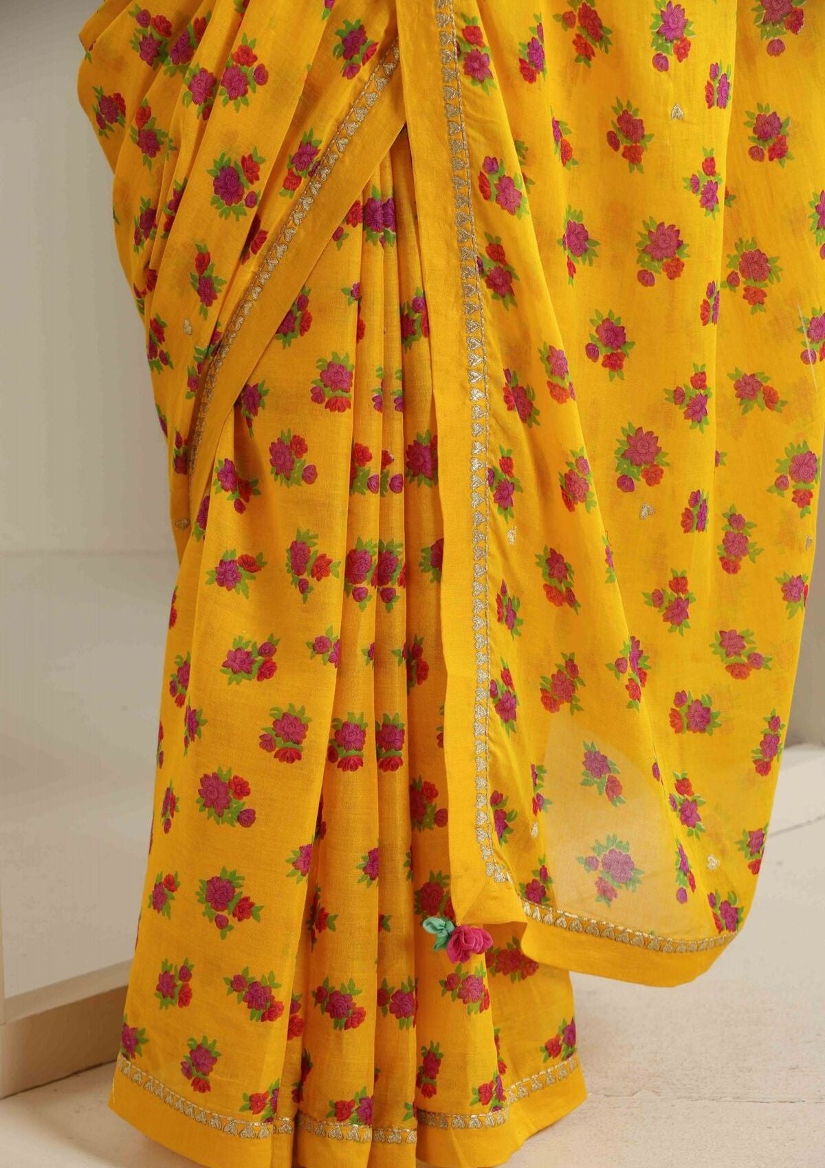 Rampur Yellow Chintz Saree