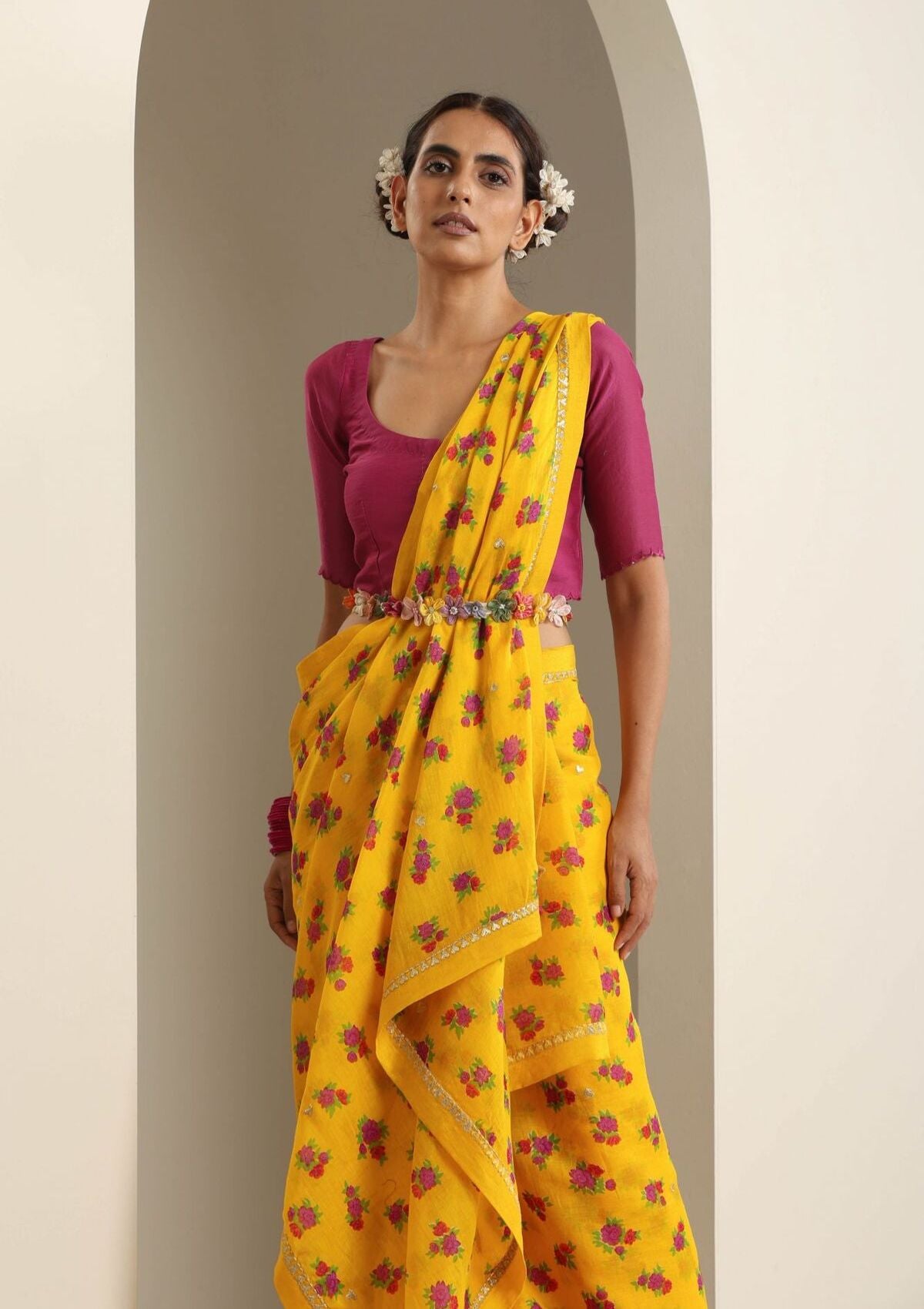 Rampur Yellow Chintz Saree