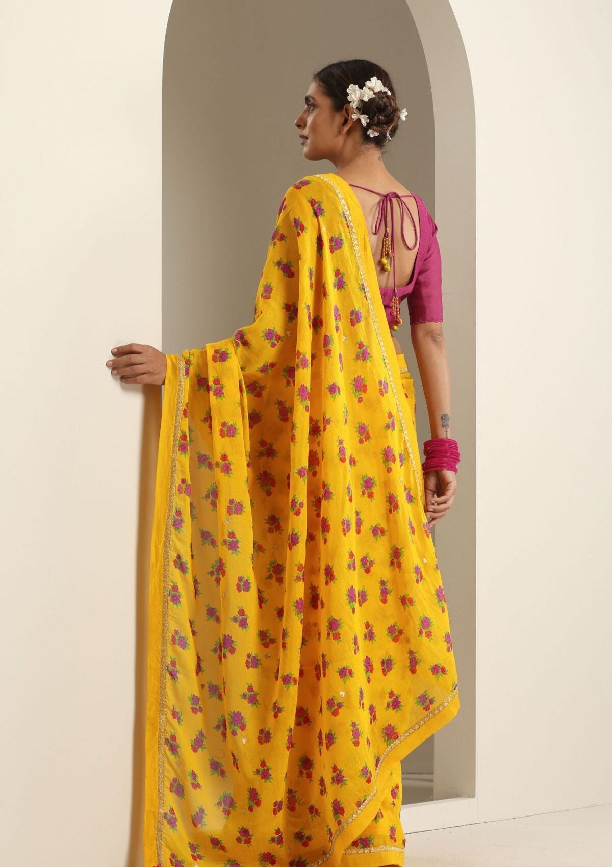 Rampur Yellow Chintz Saree