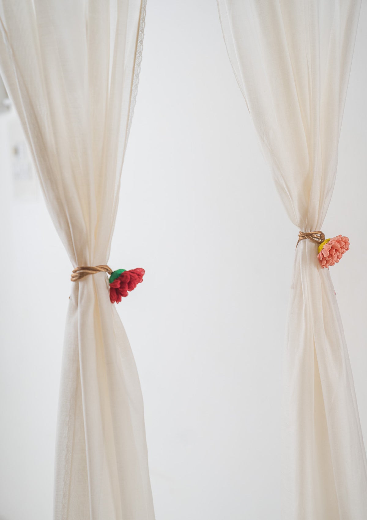 Rosa Peach & Red Curtain Ties - Set of 2