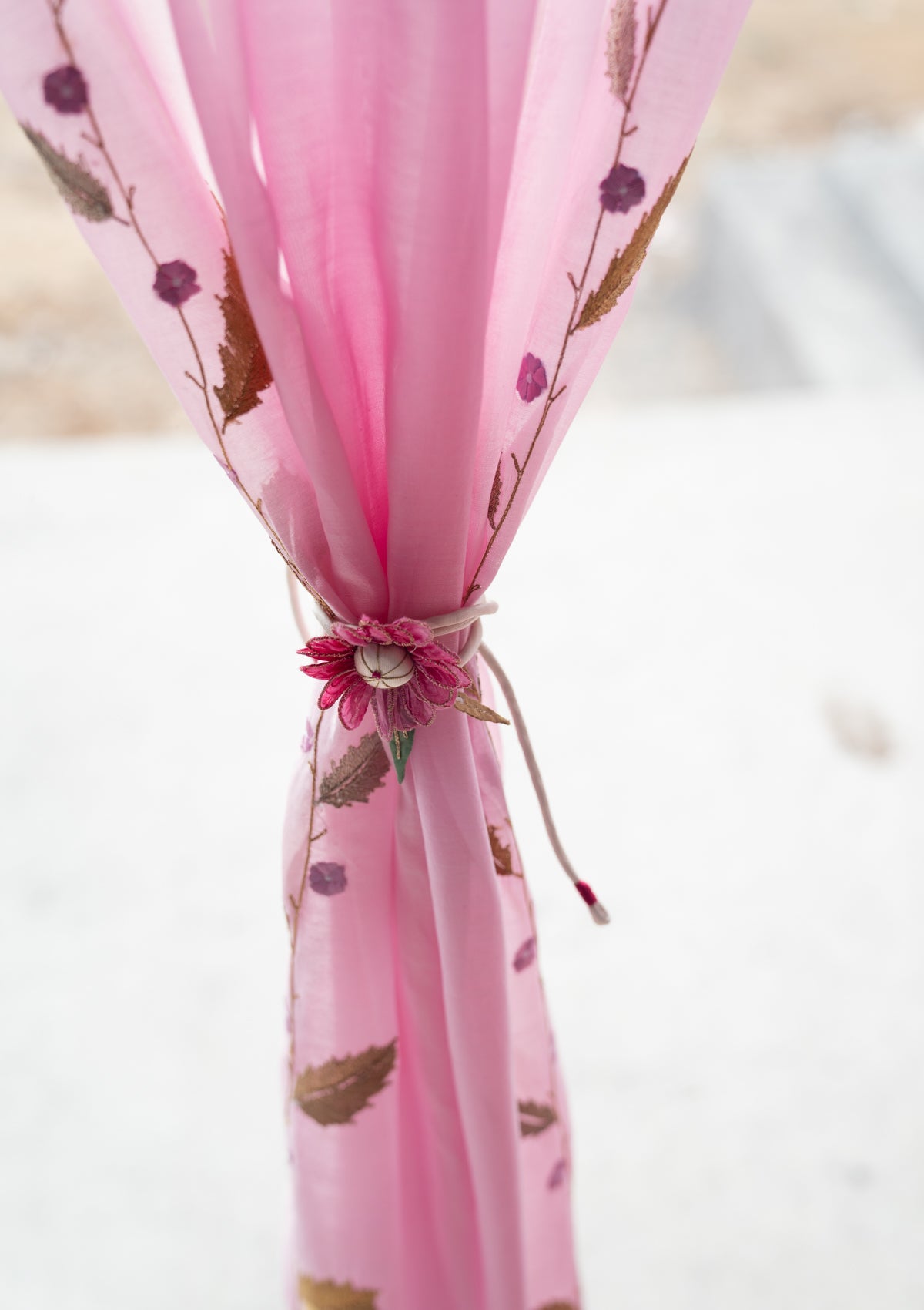 Rose Dusk Chanderi Sheer Curtain