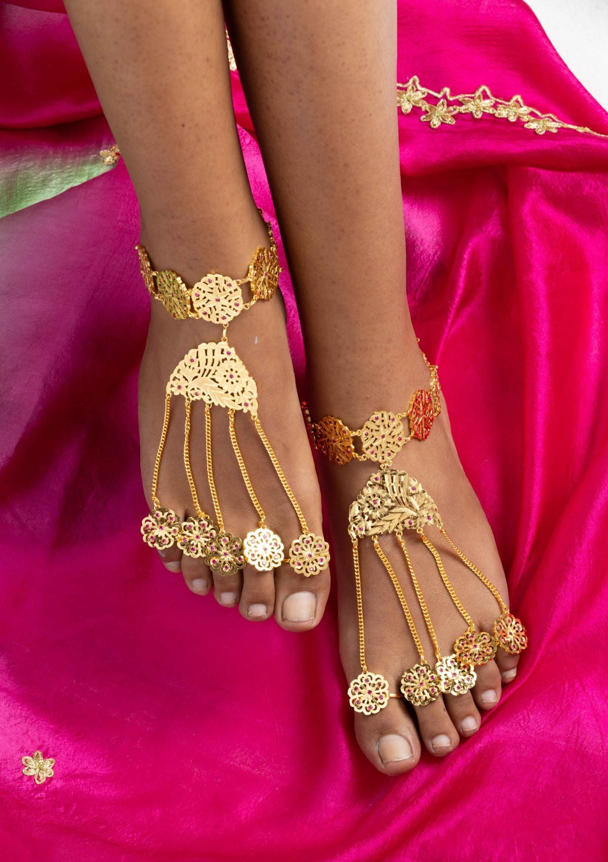 Rukmini Gold Tone Silver PairPhool