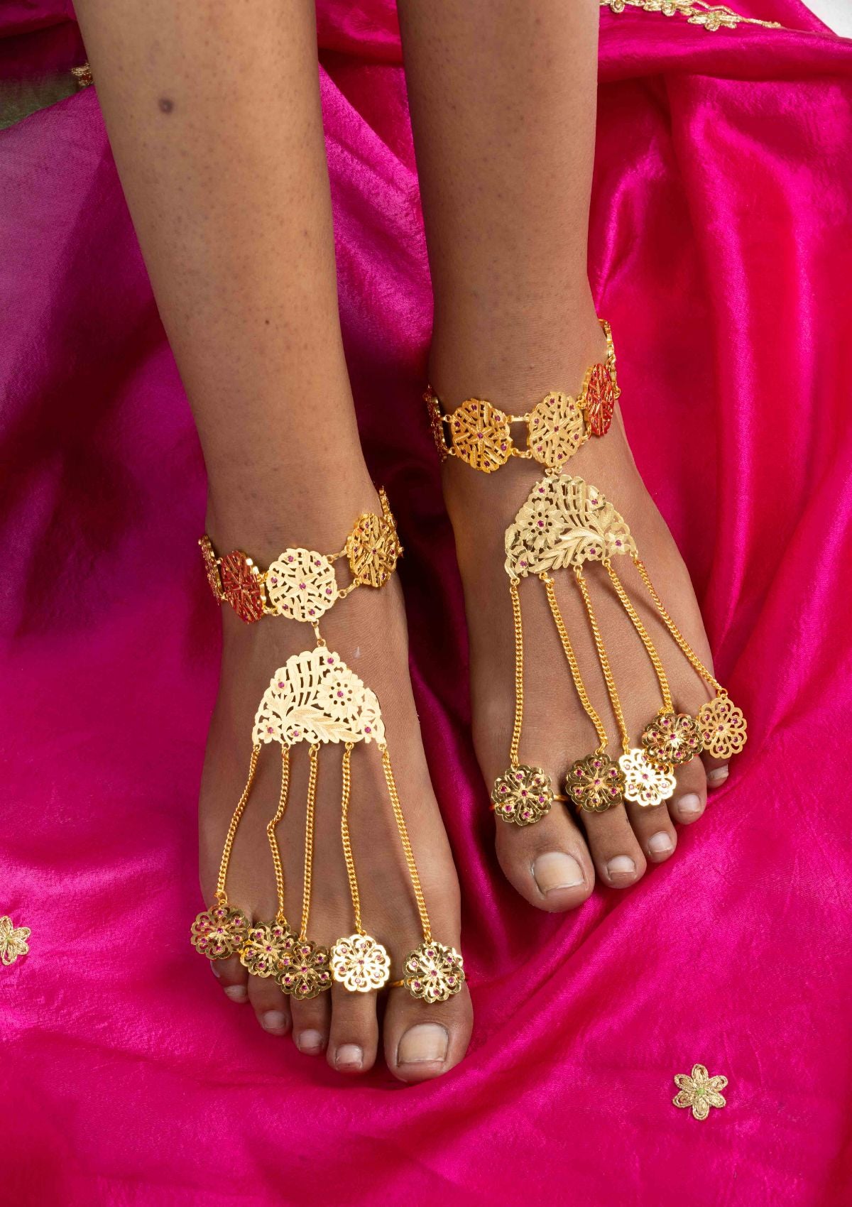 Rukmini Gold Tone Silver PairPhool