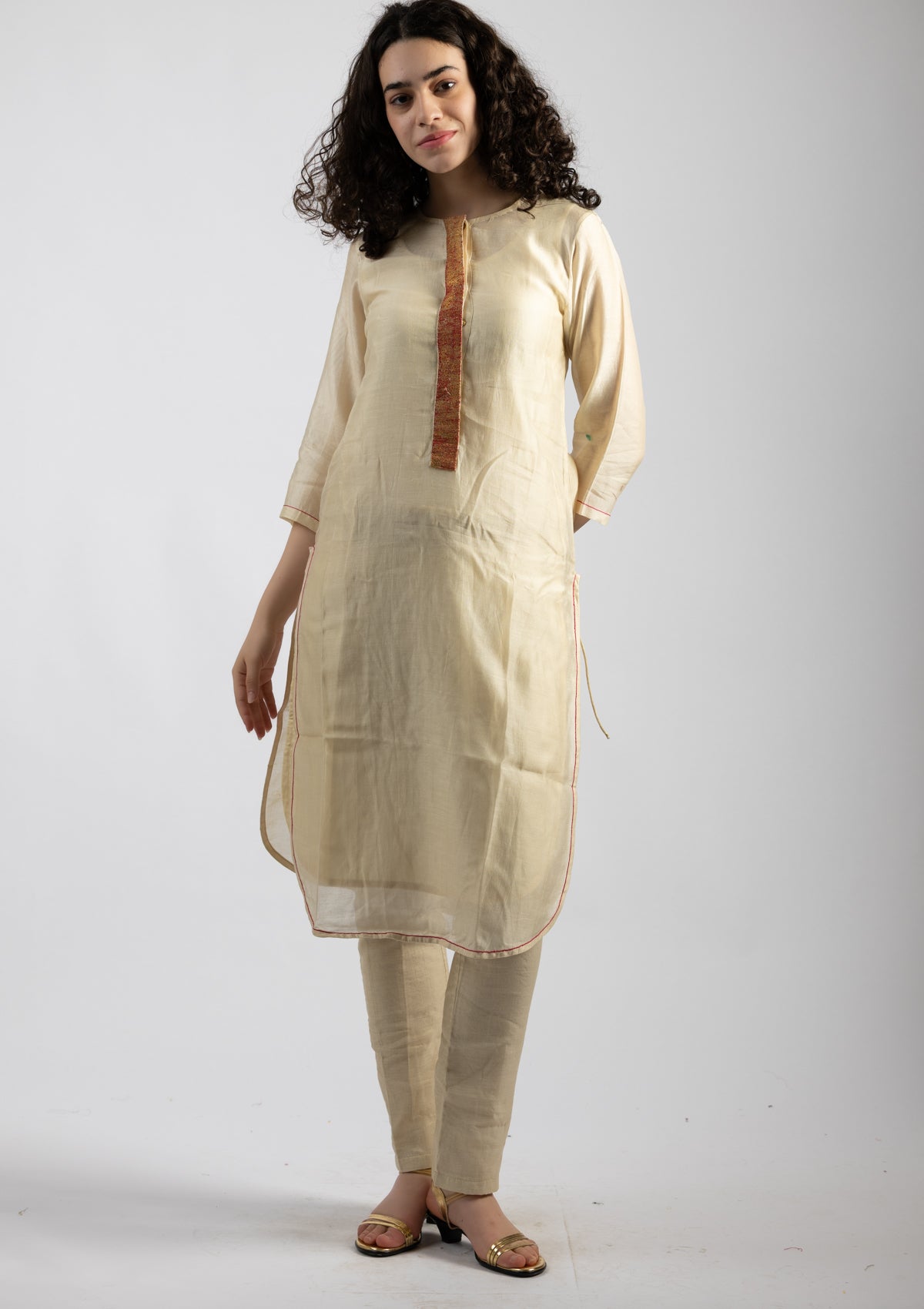 Ivory Chanderi Kurta - Size Small