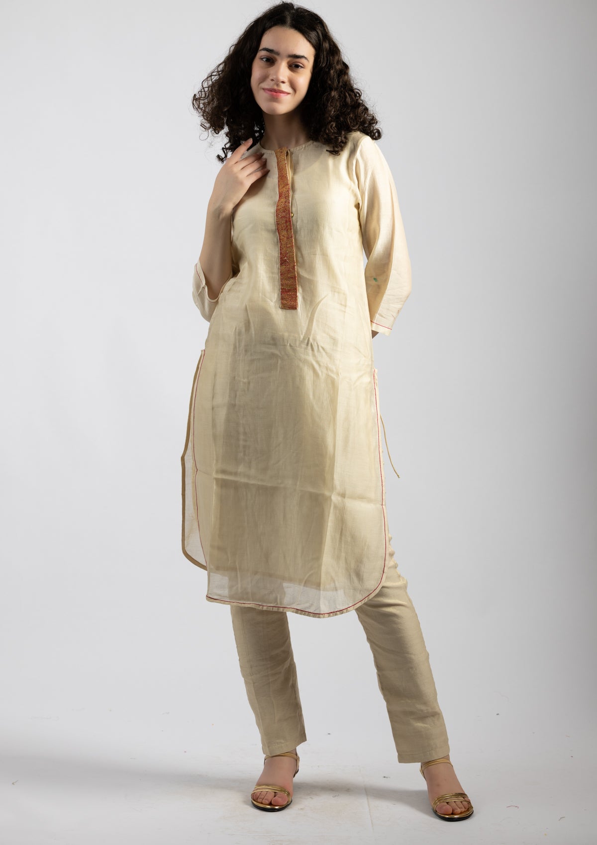 Ivory Chanderi Kurta - Size Small