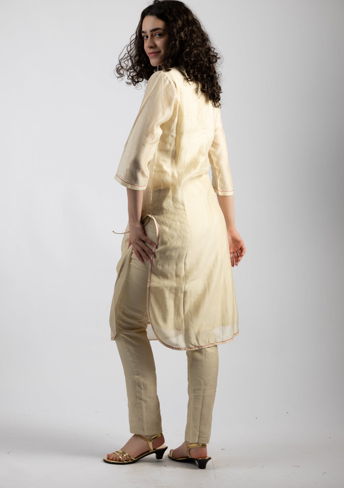 Ivory Chanderi Kurta - Size Small