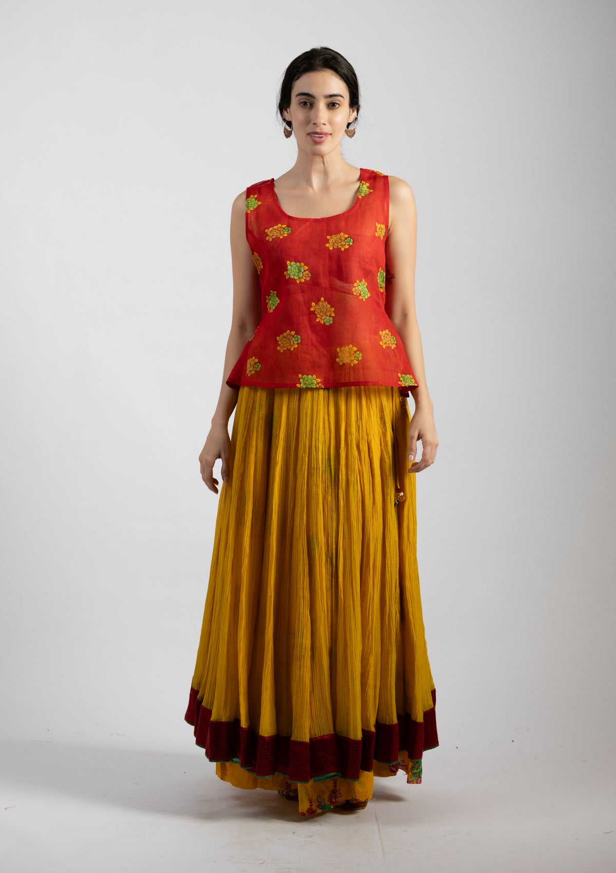 Tropical Chanderi Skirt - Size Large