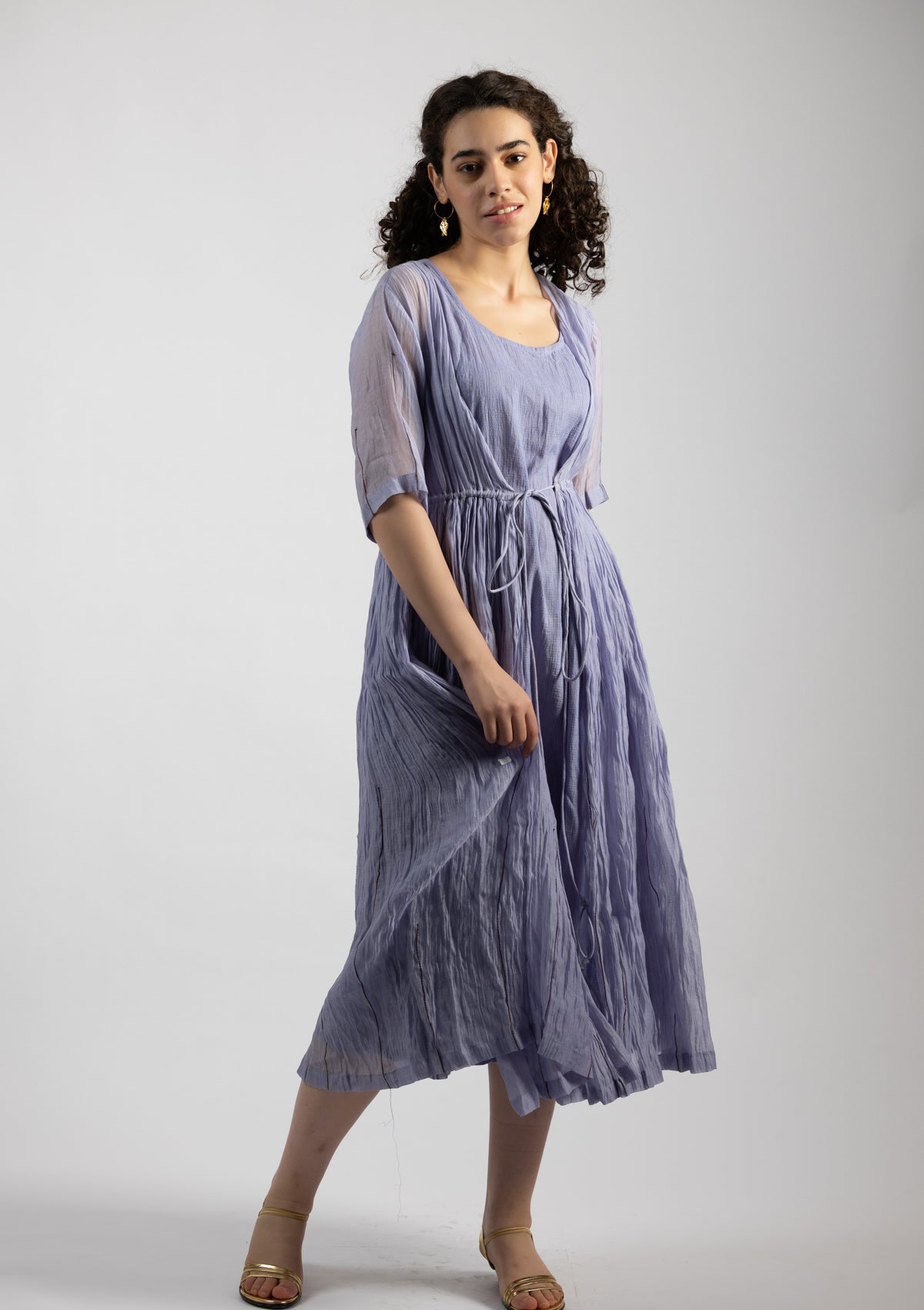 Pale Purple Chanderi Dress - Size Extra Large