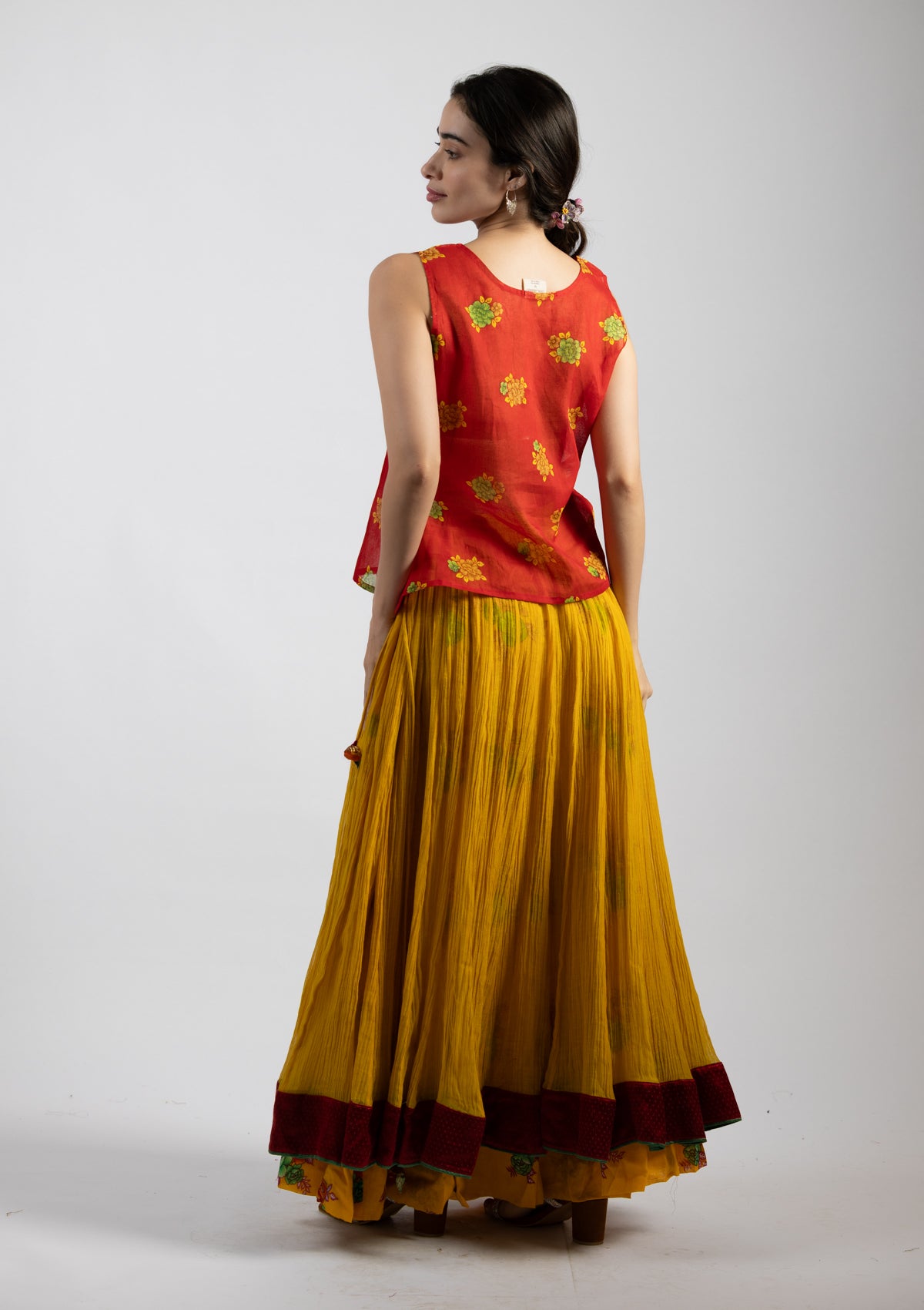 Tropical Chanderi Skirt - Size Large