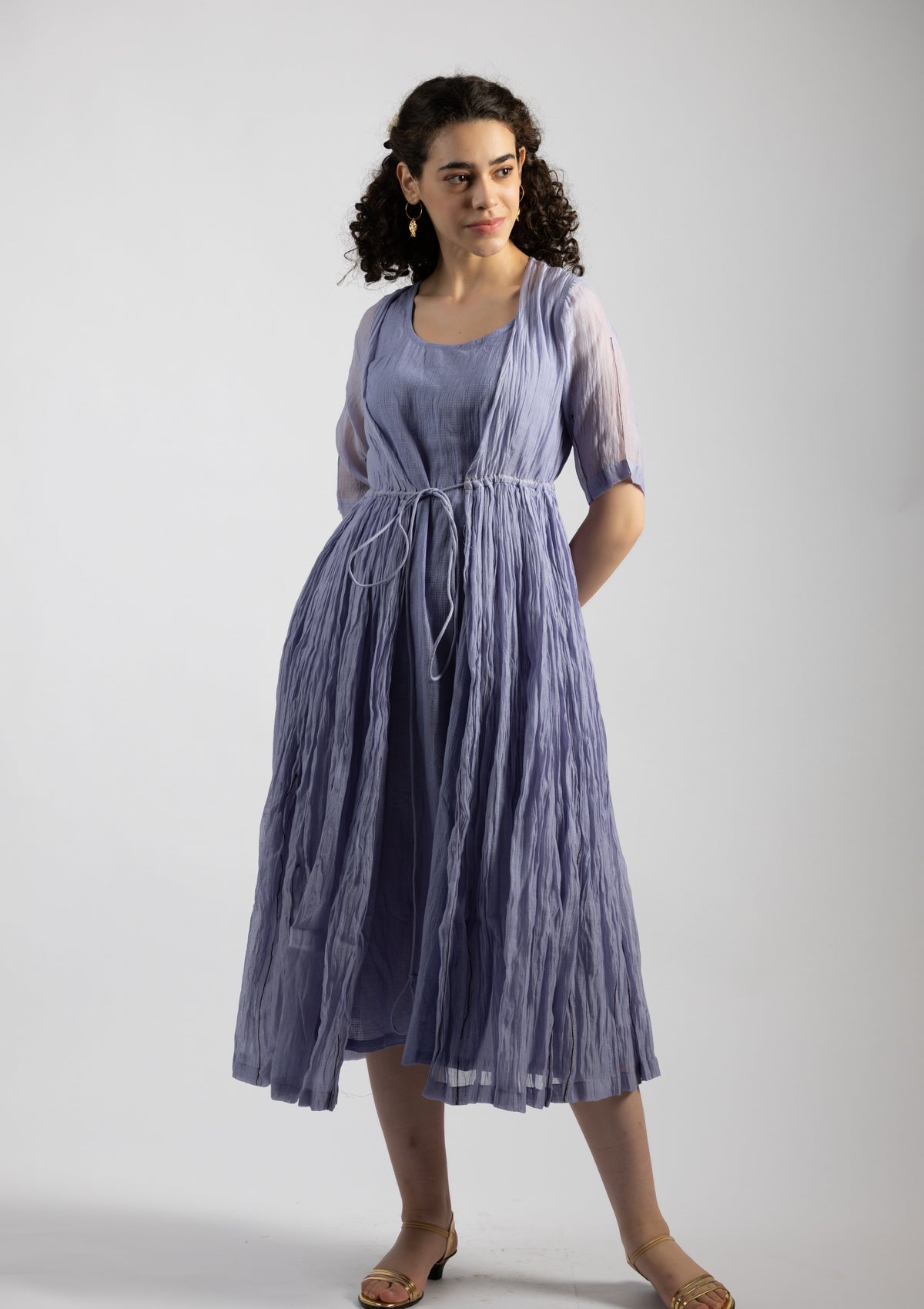 Pale Purple Chanderi Dress - Size Extra Large