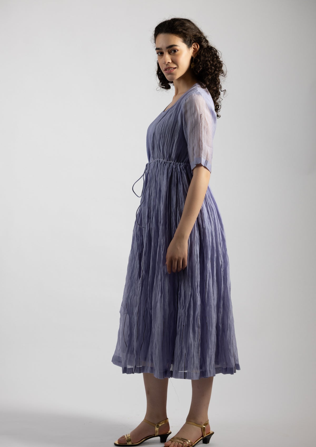 Pale Purple Chanderi Dress - Size Extra Large