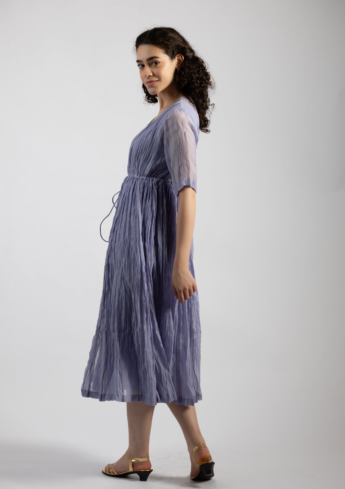 Pale Purple Chanderi Dress - Size Extra Large