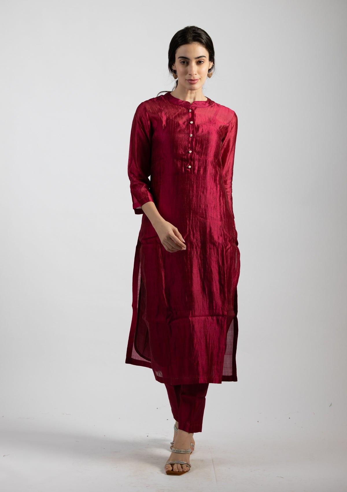 Orchid Silk Kurta Pants Set - Size Small