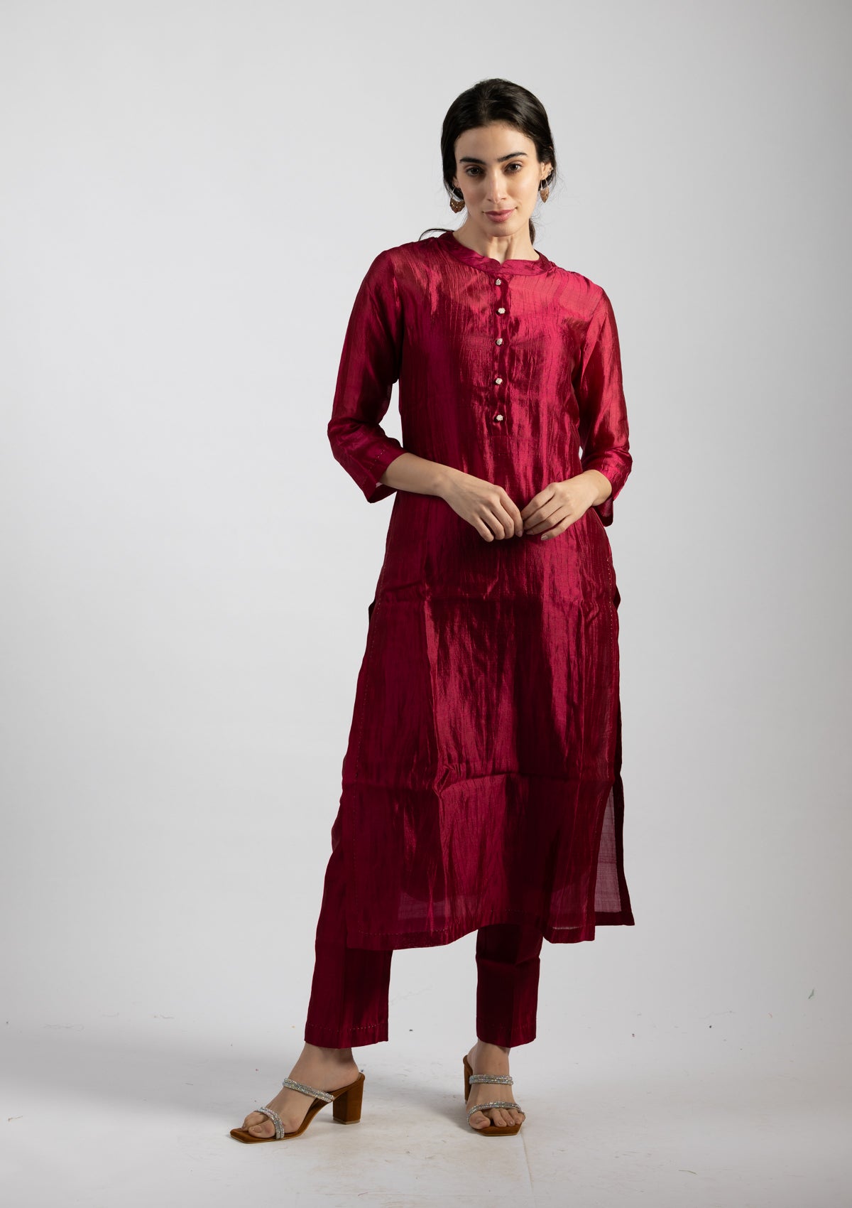 Orchid Silk Kurta Pants Set - Size Small