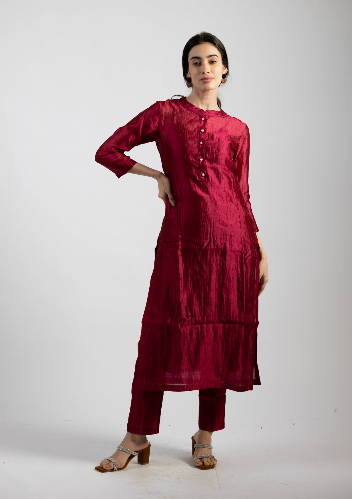 Orchid Silk Kurta Pants Set - Size Small