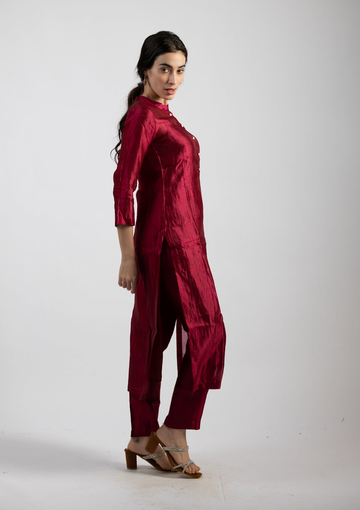 Orchid Silk Kurta Pants Set - Size Small