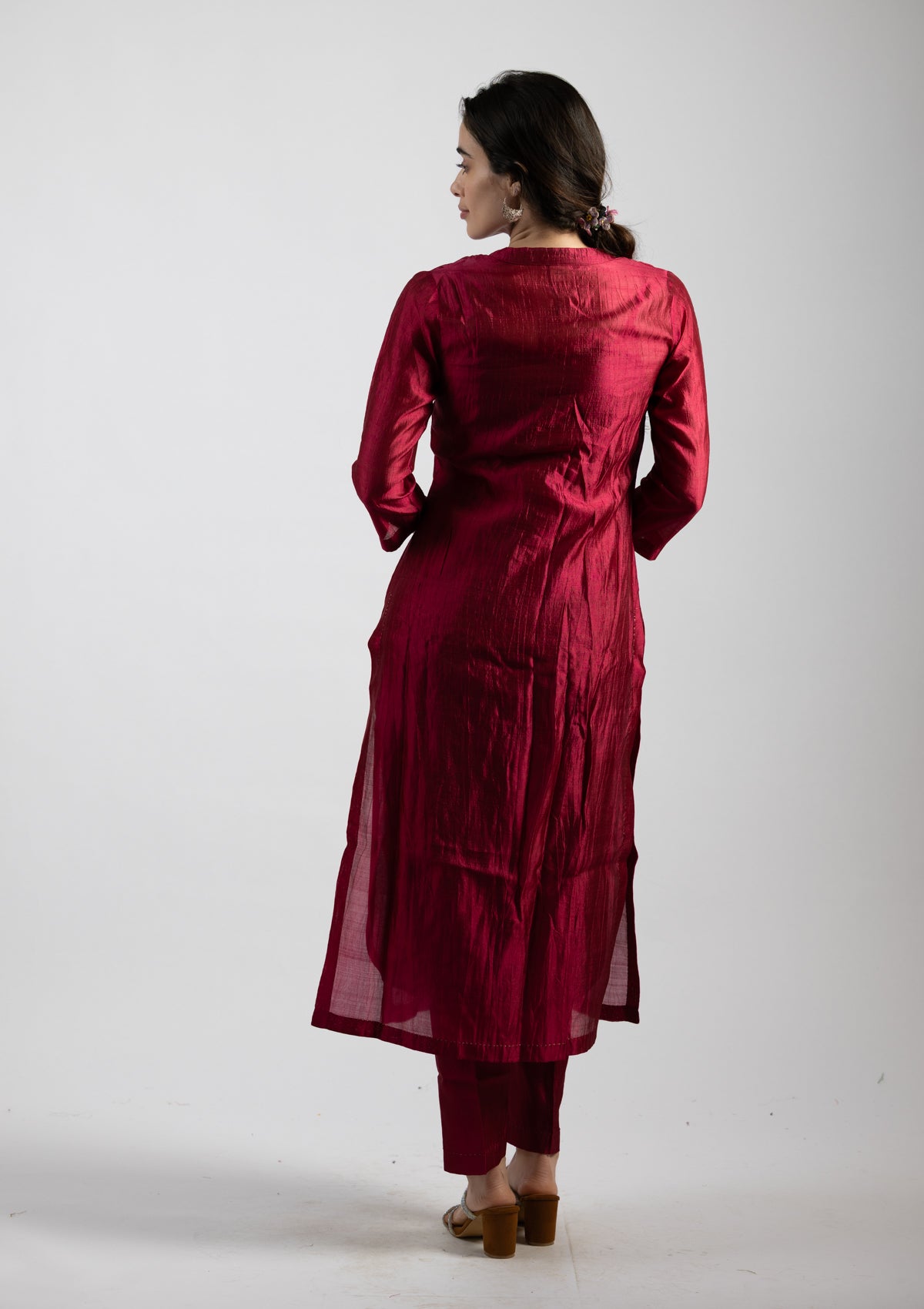 Orchid Silk Kurta Pants Set - Size Small