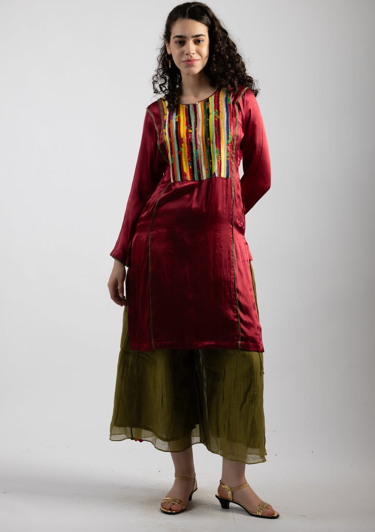Colour Pop Mashru Kurta - Size Small