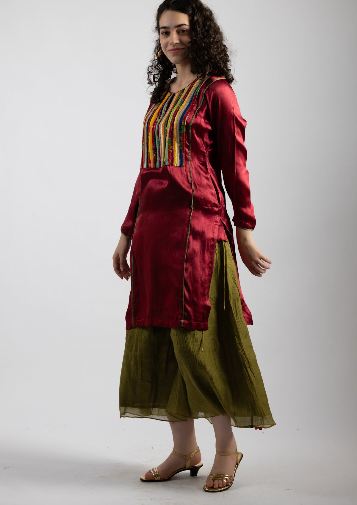 Colour Pop Mashru Kurta - Size Small