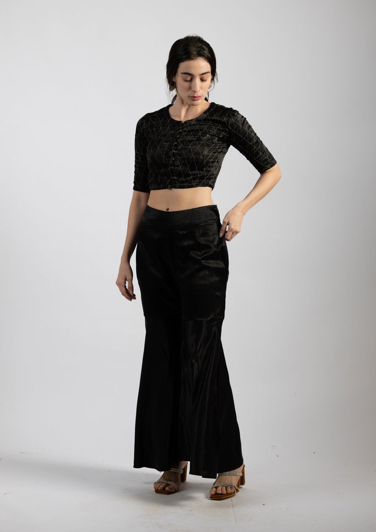 Noir Wide-Leg Mashru Pant - Size Extra Small