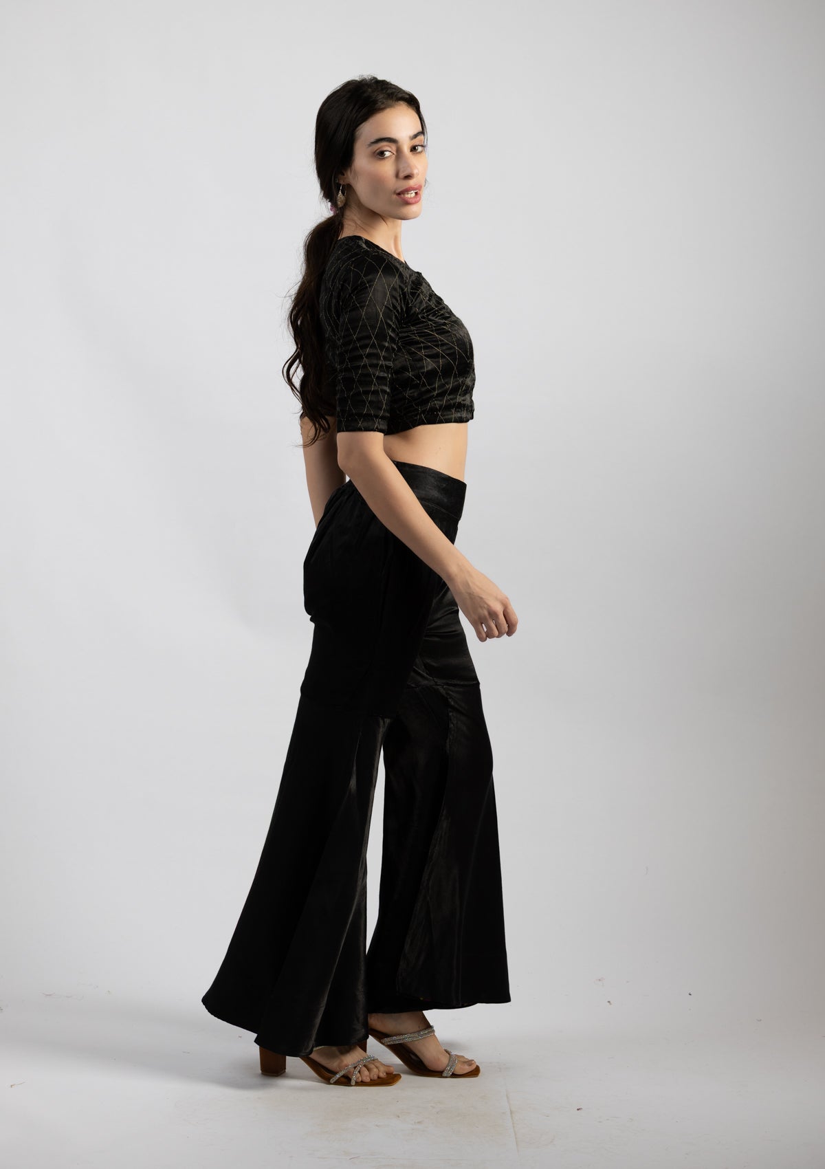 Noir Wide-Leg Mashru Pant - Size Extra Small
