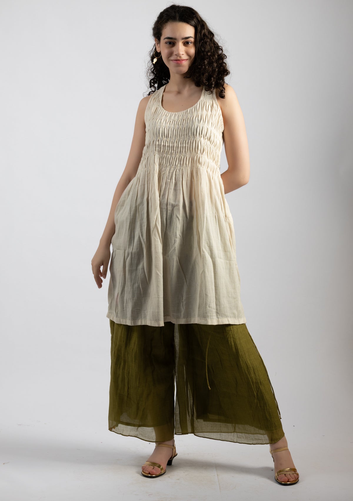 Light Ivory Chanderi Dress - Size Medium