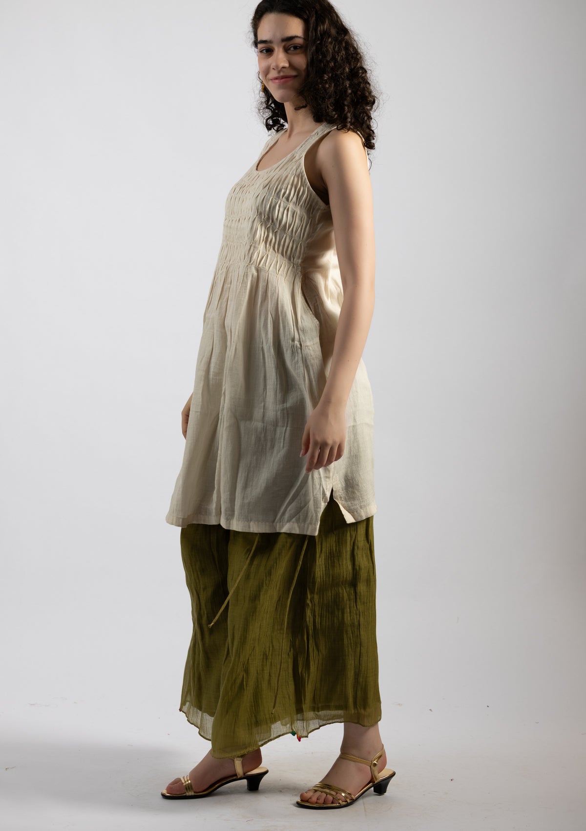 Light Ivory Chanderi Dress - Size Medium