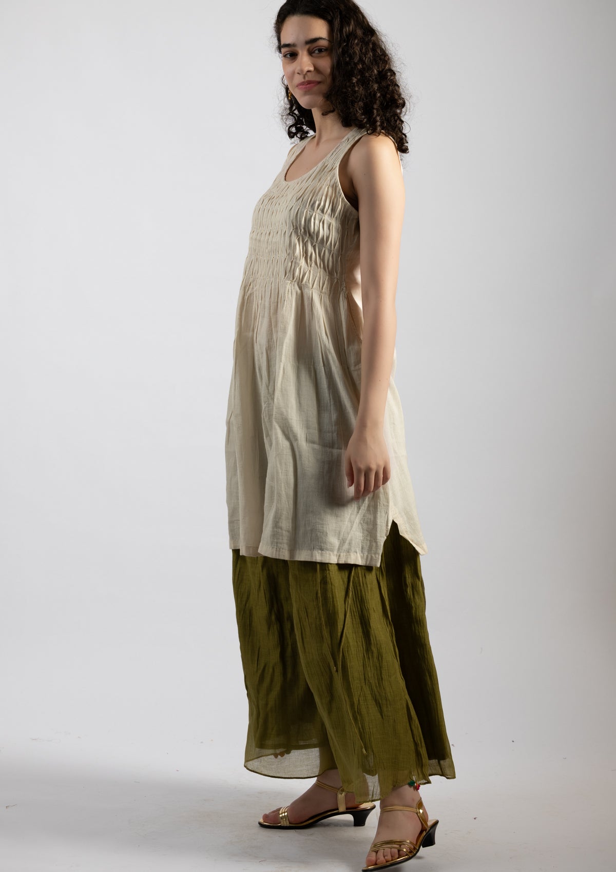 Light Ivory Chanderi Dress - Size Medium