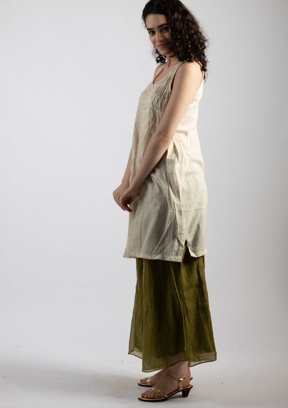 Light Ivory Chanderi Dress - Size Medium