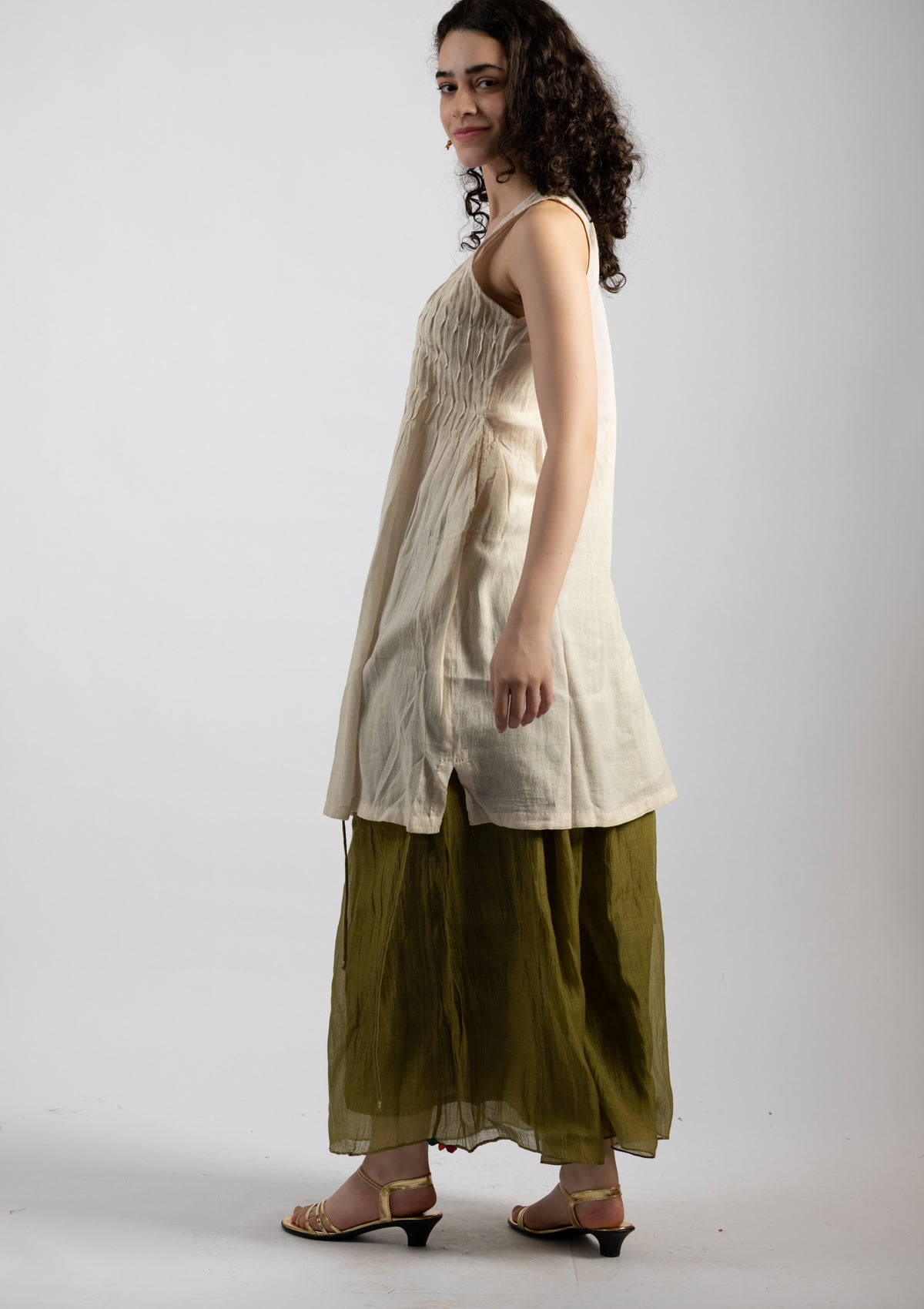 Light Ivory Chanderi Dress - Size Medium