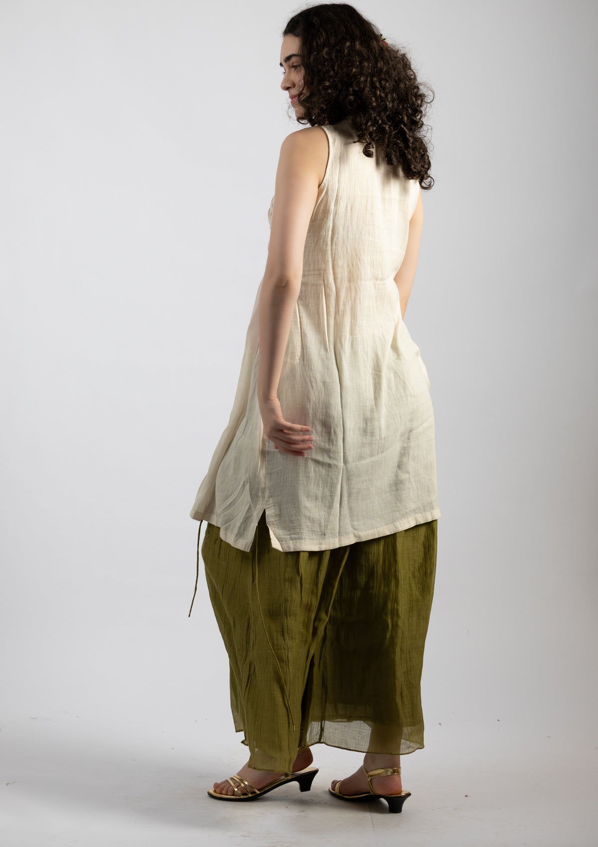 Light Ivory Chanderi Dress - Size Medium