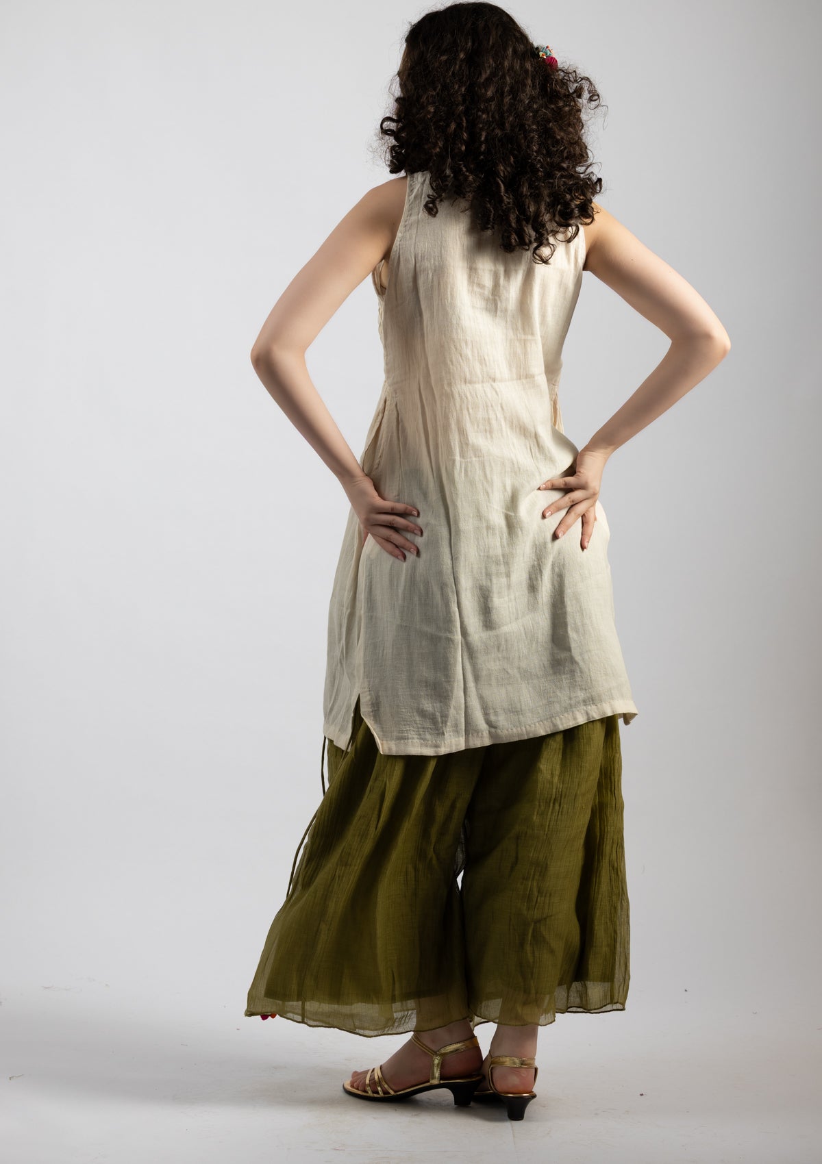 Light Ivory Chanderi Dress - Size Medium