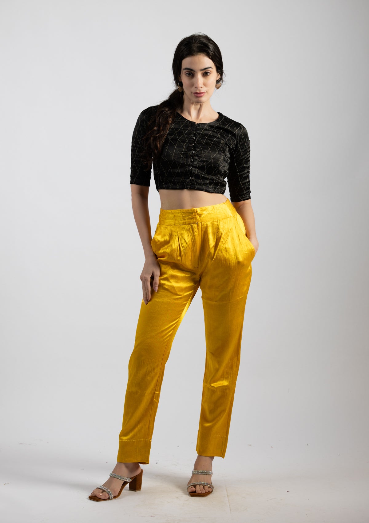 Golden Glow Mashru Bottoms - Size Extra Small