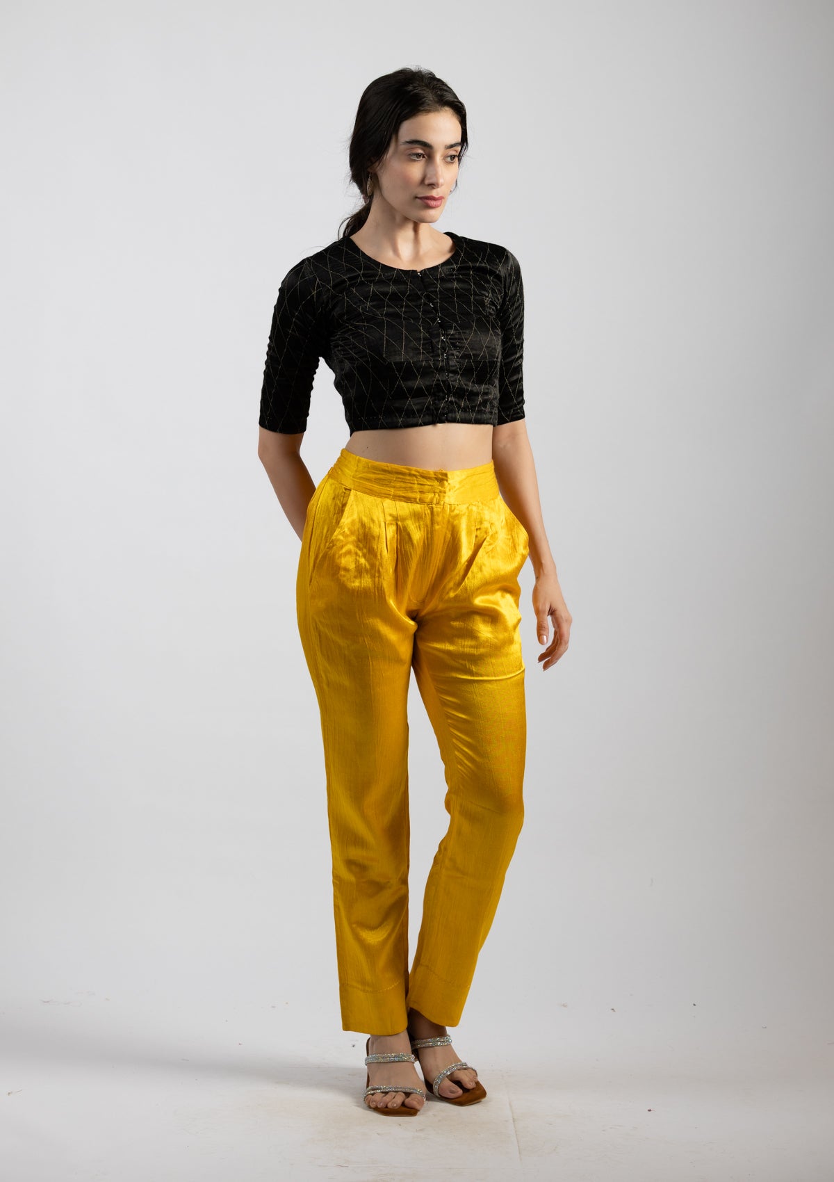 Golden Glow Mashru Bottoms - Size Extra Small