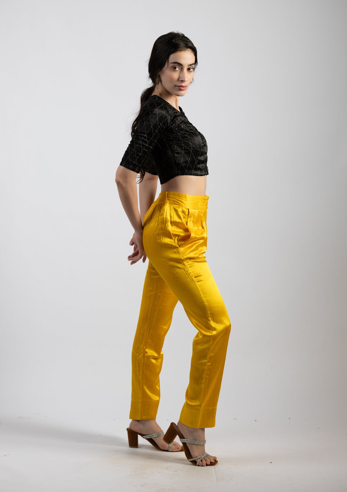 Golden Glow Mashru Bottoms - Size Extra Small